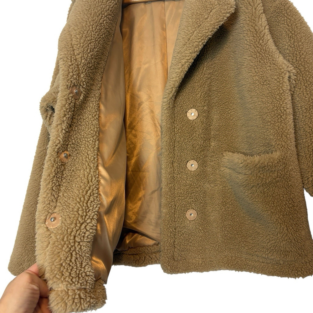 Stand Studio Marina Teddy Faux Fur Jacket Camel Oversized Coat Size M - Picture 11 of 13